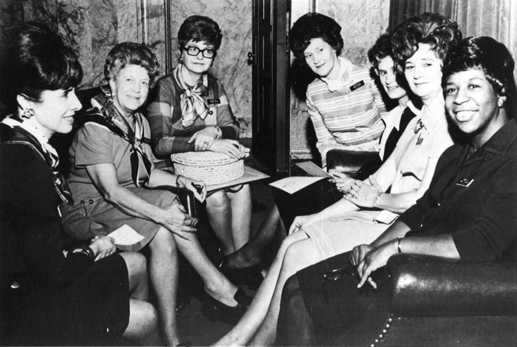 Six of the women lawmakers featured in the project. Left to Right: Margaret Hurley, Gladys Kirk, Lorraine Wojahn, Doris Johnson, Lois North, Geraldine McCormick and Peggy Jo Maxie